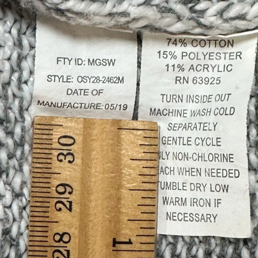 Outpost Makers Men’s Shawl Collar Henley Sweater Gray Knit Button Pullover L